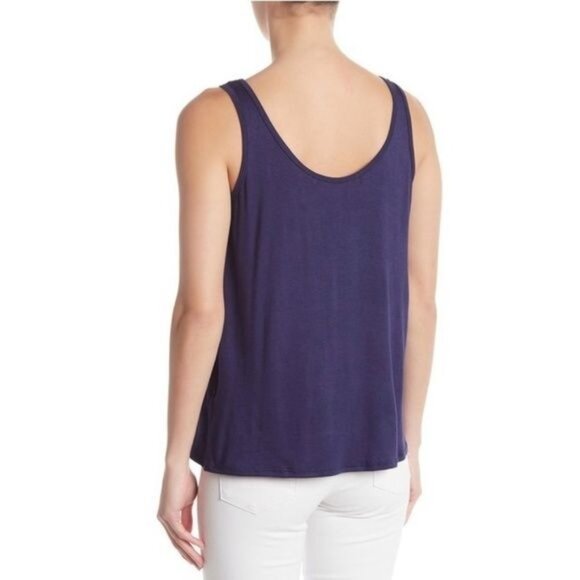 Michael Stars Navy Scoop Neck Tank Top Flowy Stretchy Soft - Picture 2 of 2